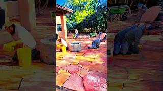 CUSTOM FLAGSTONE WORK landscapingdesign landscape flagstone custommade [upl. by Nixon]