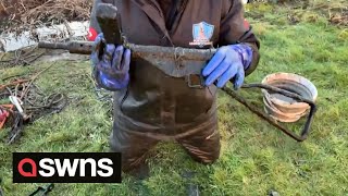 Magnet fisherman pulls six WW2 MACHINE GUNS out of UK canal  SWNS [upl. by Giguere904]