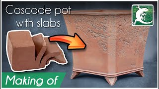 Making of a cascade bonsai pot with slabs  Stoneware pottery without wheel tutorial [upl. by Aylmer]