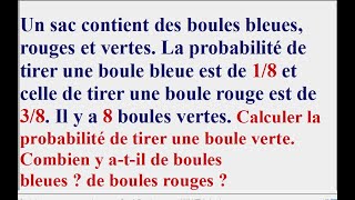 Calcul de probabilités et arbre pondéré simple [upl. by Laeria194]