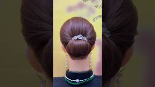 bunhairstyle simplehairstyle easyhairstyl Latest hairstyle hairstyle shortsfeed shorts hack [upl. by Clevie758]