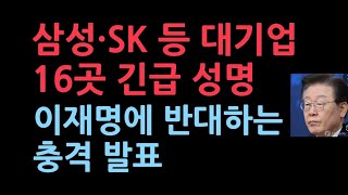 삼성·SK 등 16곳 주요기업 사장단 긴급성명 발표이재명 정책에 반대 [upl. by Meesaw]