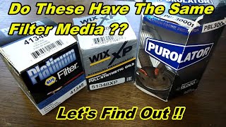 Purolator Boss Wix XP Napa Platinum Oil Filter Cut Open Oil Filter Media Comparison [upl. by Epilihp]