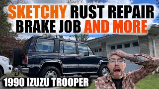 Quick and easy rust REPAIR Trunk pans brake caliper and Pinion seal woes 1990 Izuzu Trooper [upl. by Nauqed]