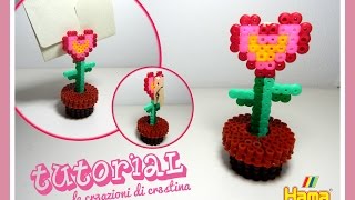 Porta MemoFoto FIORE a Cuore nel Vaso con HAMA BEADSPYSSLA  San Valentino Tutorial [upl. by Ruffi]