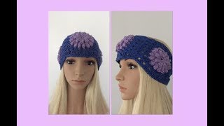 How to Crochet Granny Square Earwarmers  Headband Pattern 213│by ThePatternFamily [upl. by Roma935]