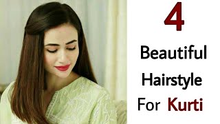 4 beautiful Easy Hairstyle for girls with Kurti [upl. by Euqinna844]