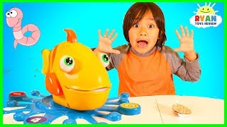 Lets Go Fishing with Fish Food Game for kids with Ryan ToysReview [upl. by Etnaled953]