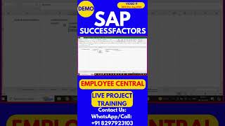 SAP SuccessFactors Employee Central Training Video 11 Date 21st Aug 2024 sapsuccessfactorstraining [upl. by Oijres]