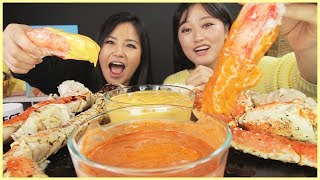 KING CRAB LEGS w CHEESE AND ALFREDO SPICY FIRE SAUCE ft KEEMI l MUKBANG [upl. by Tenn]