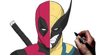 How To Draw Deadpool amp Wolverine  Step By Step  Deadpool 3 [upl. by Akemet]