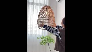 Retro Wabisabi Rattan Chandelier Southeast Asia Living Room Bedroom Lampshade [upl. by Mala]