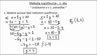 Metoda supstitucije  1 dio [upl. by Haslam]