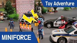 Miniforce Toy adventure  Catch the bank robber  police  truck  swat [upl. by Ashla]