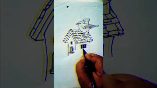 Beutiful landscape sketch shortvideoshortsfeed youtubeshorts landscapedrawing birds [upl. by Adranoel]