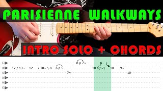 PARISIENNE WALKWAYS  Guitar lesson  Intro solo with tabs and chords fast amp slow  Gary Moore [upl. by Burgwell]