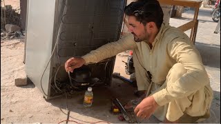 Oil charging in fridge compressor  refrigerator compressor oil charging Urdu Hindi [upl. by Foley]