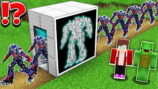 JJ and Mikey build OPTIMUS PRIME SCANNER CHALLENGE in Minecraft Maizen Animation [upl. by Hcurab7]