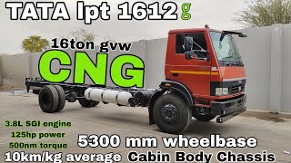 TATA LPT 1612g 53 DCR CBC CNG TRUCK 125hp engine 440 litre cng tank 16 ton gvw REVIEW [upl. by Bully]