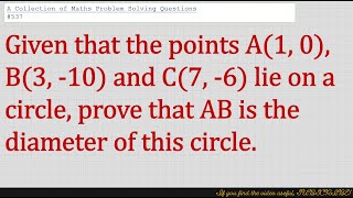 A Collection of Maths Problem Solving Questions537 Circle Properties  Pythagoras [upl. by Lavine]