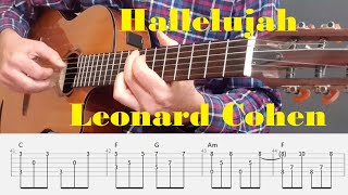 Hallelujah  Leonard Cohen  Fingerstyle Guitar Tutorial with tabs and chords [upl. by Yreffej]