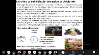 4 Unit 4 Leaching Mass Transfer OperationsI Definitions Examples Steps and Applications [upl. by Arrad]