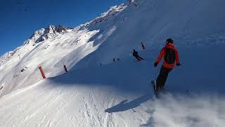 Top of Val Thorens  Orelle Col de laudzin Red Fast Ski to Bottom in 5 mins 2022 Unedited [upl. by Jonah]