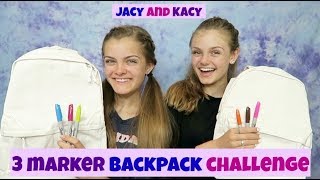 3 Marker Backpack Challenge  Fun Back to School DIY  Jacy and Kacy [upl. by Cole871]