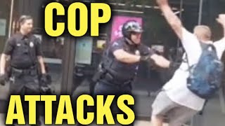 DIRTY COPS ATTACK HOMELESS MAN OUT OF CONTROL COP ON ID REFUSAL 1ST AMENDMENT AUDIT [upl. by Neneek]