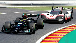 Mercedes F1 2023 W14 vs Porsche 919 EVO at Spa Francorchamps [upl. by Jerrie]