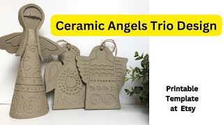 Christmas ceramic Angels Trio Design pottery slab handbuilt [upl. by Brooks]