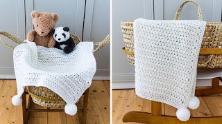 How to Crochet an EASY Baby Blanket A QUICK 1Row Repeat for you [upl. by Galan391]