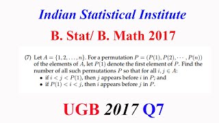 B StatB Math UGB 2017 Q7 All permutations of a given set if P1k with given conditions [upl. by Llacam]