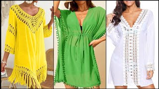 Womens Cover Up Beach Dress Beach Wear Mini Dress Ruffle Backless Ethnic Casual dress [upl. by Christabel205]