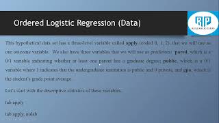 Stata Training Day25 Ordered Logistic Regression [upl. by Tatman827]