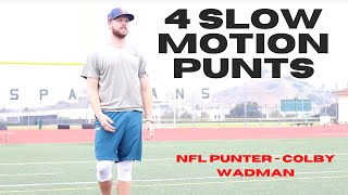 NFL Punter Colby Wadman  Four Slow Motion Punts [upl. by Enia]