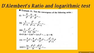 D Alembert ratio and logarithmic test questions Differential calculus [upl. by Esorylime872]