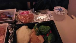 Etihad Airways first meal Washington DC to Abu Dhabi UAE [upl. by Prisca]