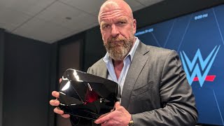 Triple H unboxes YouTube Red Diamond Play Button for 100 million subscribers [upl. by Nemrac]