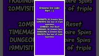 Grimoires Era Codes Revealed Part 2 shorts roblox [upl. by Bogie]