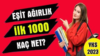 yks 2023 eşit ağırlık ilk 1000 kaç net I eşit ağırlık ilk bin netleri [upl. by Nolra865]