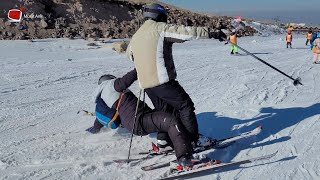 Erciyes Kayak Merkezi Hisarcık Kapı 9 Nolu Pistte Önder Abinin Deniz Abiye Çarptığı O Anlar [upl. by Ambert]