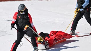 Dominik Schwaiger Injury Update  Schwaiger fell violently during the Olympic downhill run [upl. by Chuah]