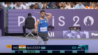 Paralympic Record by Navdeep in Javelin Throw  नवदीप ने जीता स्वर्ण पदक paralympics olympics [upl. by Wallraff681]