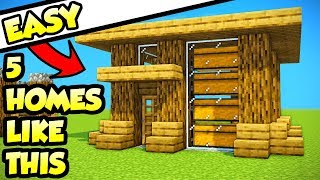 Minecraft 5 Easy Starter Survival House Tutorials How to Build  Ideas [upl. by Feer690]