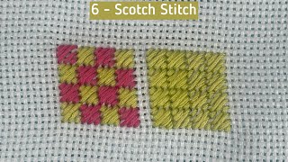 6  Scotch Stitch Needlepoint Stitch tutorial needlework embroiderystitches canvasstitch [upl. by Notnilk]