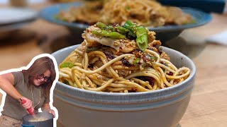 How to Make Rotisserie Chicken and Scallion Noodles  Rachael Ray [upl. by Ynnej]