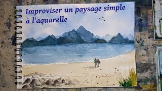 Improviser un paysage simple à laquarelle  Démo 7 [upl. by Devonna]