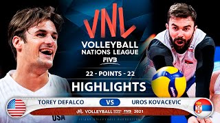 Usa vs Serbia  VNL 2021  Highlights  Torey Defalco vs Uros Kovacevic [upl. by Ybbed9]