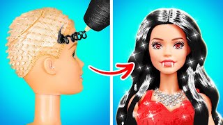 💖 EXTREME MAKEOVER FROM BARBIE TO VAMPIRE 🧛‍♀️ Cute Crafts and Tiny DIYs in Jail by 123 GO [upl. by Laenahtan]